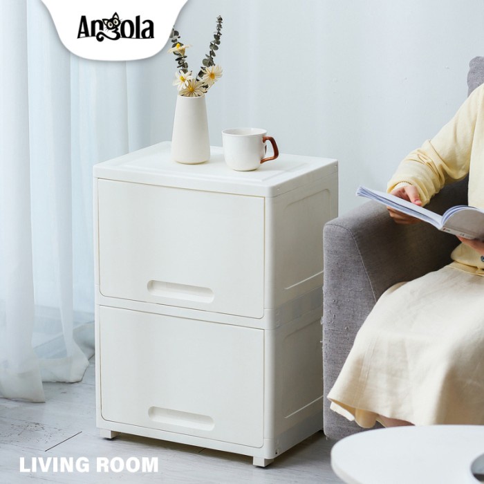 Storage Box Rak Susun Tempat Penyimpanan Baju Lemari Plastik C01/C02 - Putih, 2 Tingkat