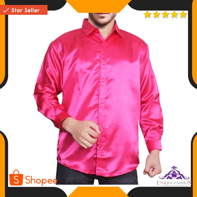 Hem Glow Fanta Vl Kemeja Pria Saten Pink Fanta