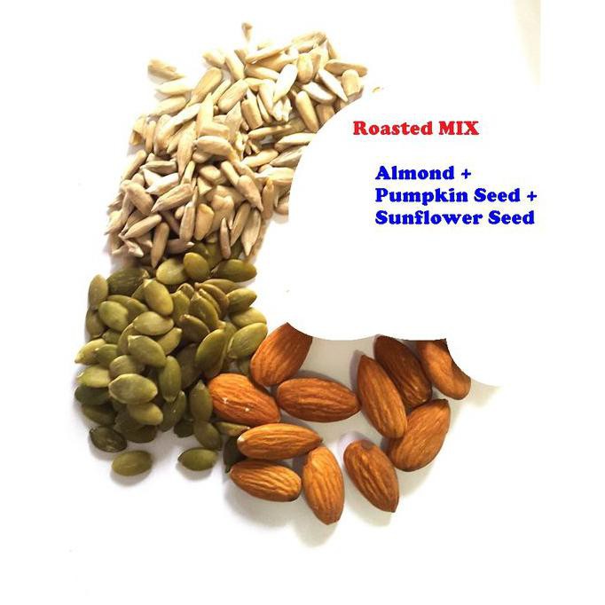 

600gr Roasted 200g Almond + 200g Pumpkin Seed + 200g Sunflower Seed TERBAIK Kode 993