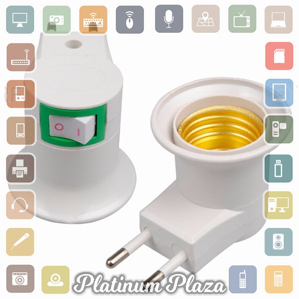 Fitting E27 Lampu Bohlam Portable EU Plug - White`E3M10Y-