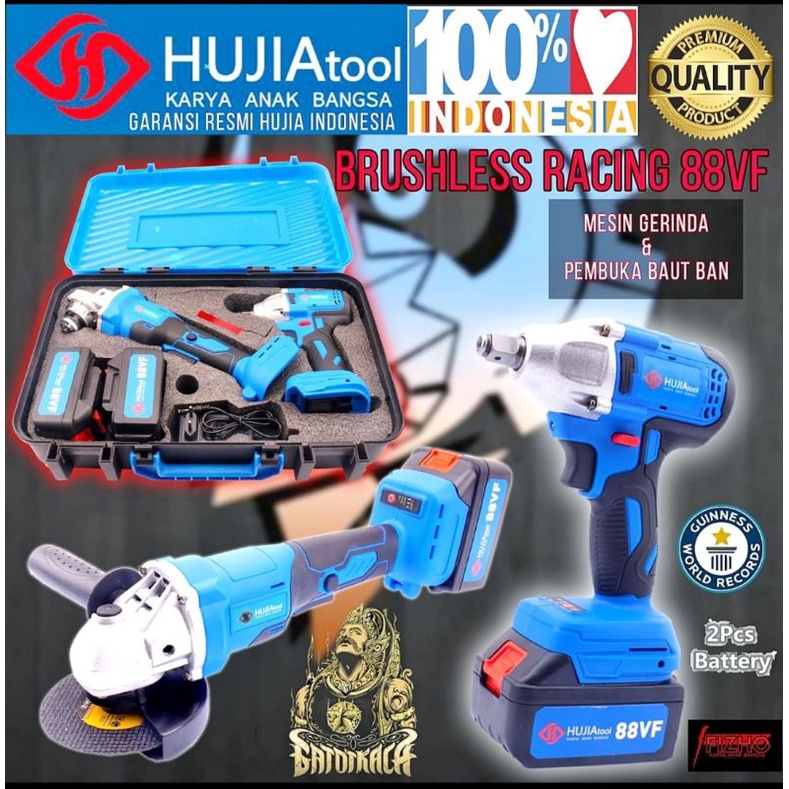 Hujia Mesin gerinda baterai dan pembuka baut ban roda mobil motor cvt cordless impact wrench angle g