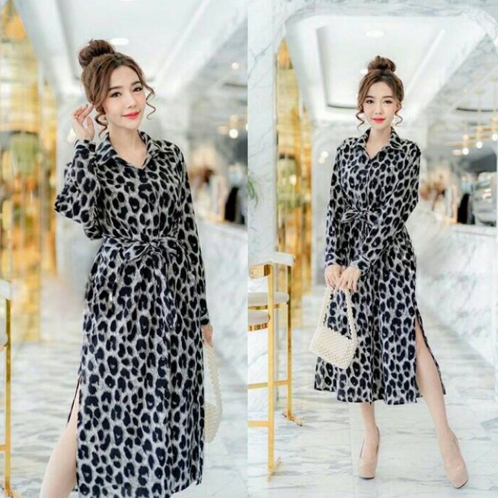 *[GLFK] Dress / Dres Wanita Terbaru / Dress Korea / Dress Wanita Casual / Dress Leopard