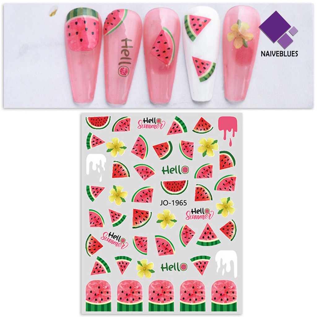 Naiveblue &gt; Stiker Kuku Ultra Tipis Motif Buah Ceri / Strawberry Untuk Nail Art