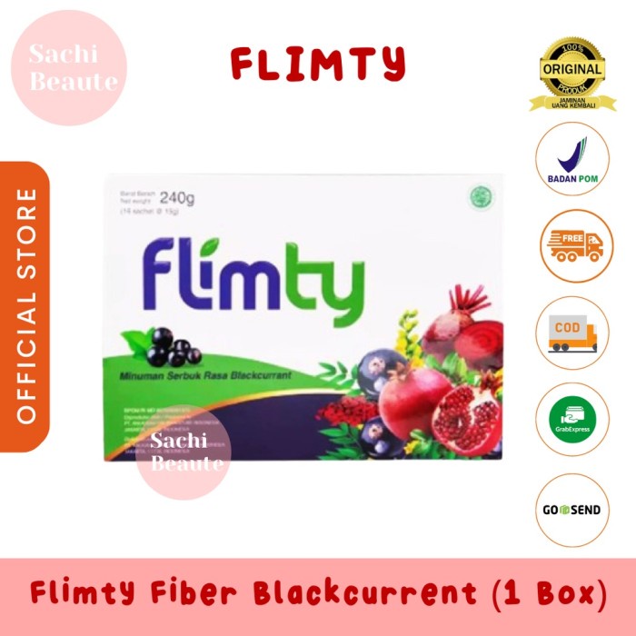 Flimty Fiber - 1 Box (isi 16 sachet)  Anti Oksidan ORIGINAL ORI OFFICIAL STORE DIET PELANGSING BPOM HALAL FLYMTY FLIMTI FLIMTEA MINUMAN DIET