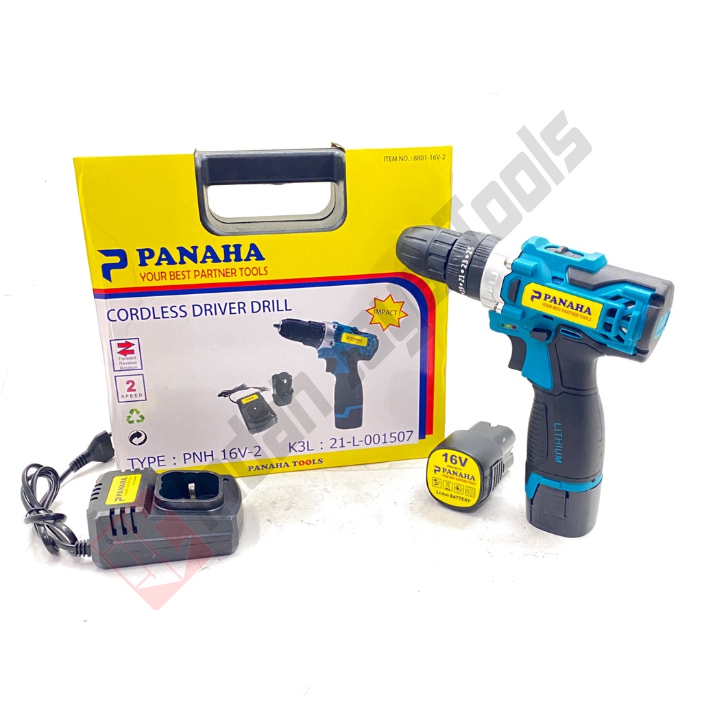 PANAHA 16V Cordless Impact Drill 16 V Bor Baterai Besi Beton Tembok