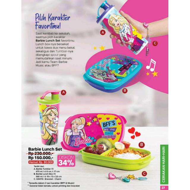 Wadah Bekal Anak Karakter Barbie Tupperware Shopee Indonesia