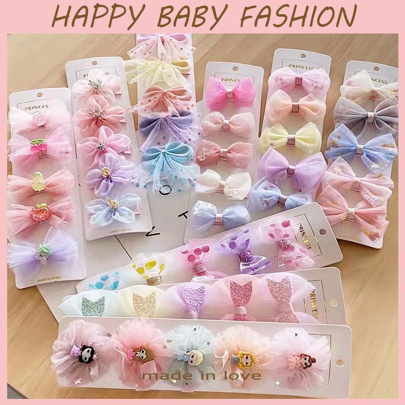 (HappyBaby)F14 1papan 5pcsJepit Rambut Anak-anak Aksesoris Jepit Rambut Polos/import