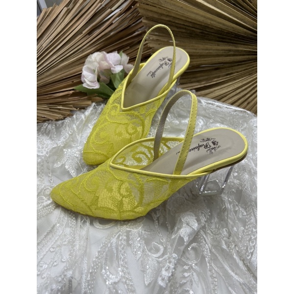 Rafaizoutfit sepatu v lemon tinggi 7cm kaca sepatu wanita cantik hak kaca 7cm