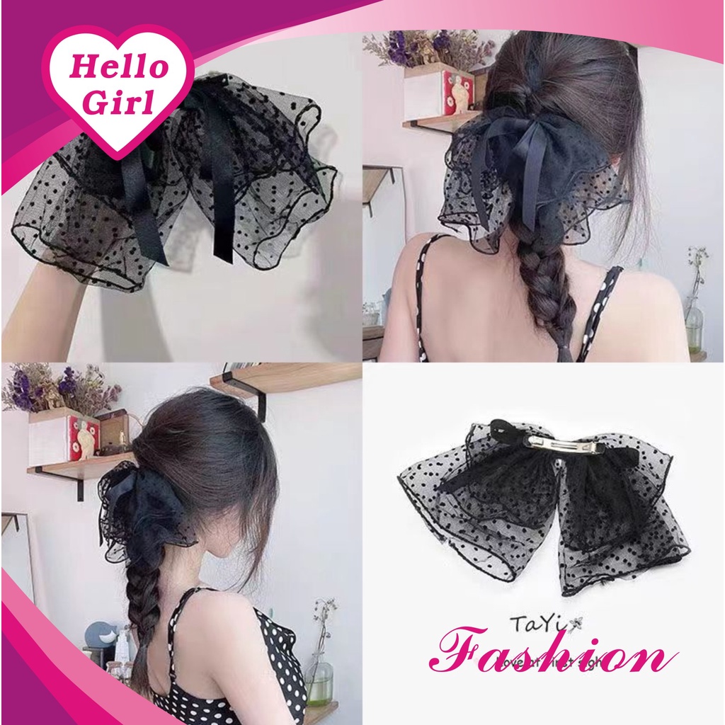 (Hello Girl) F137 Jepit Rambut Wanita Pita Besar Renda Gaya Korea Import