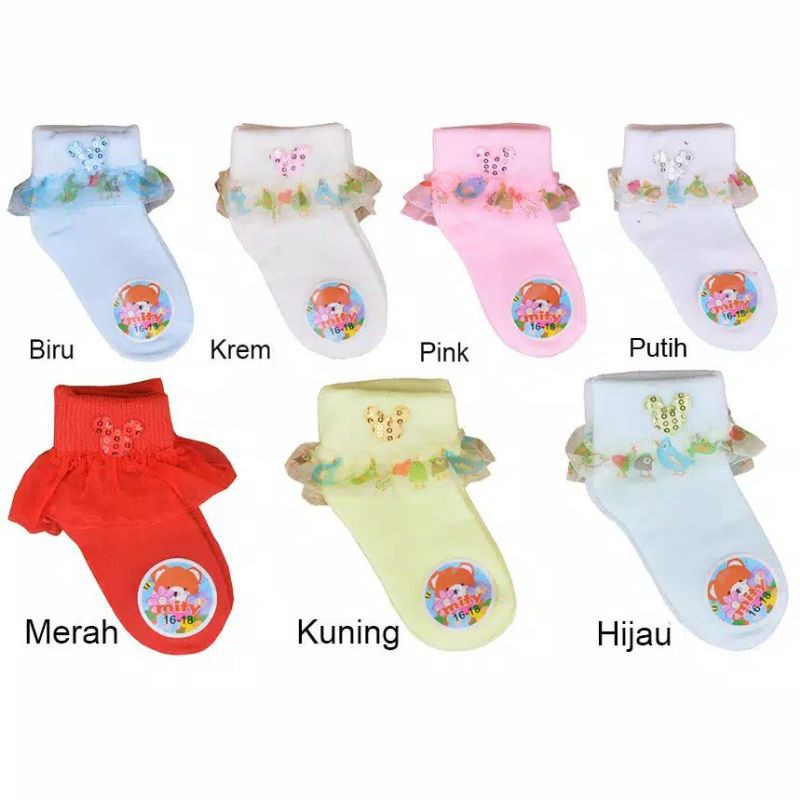 Kaos Kaki Ruffle Renda import (0-12 bulan)