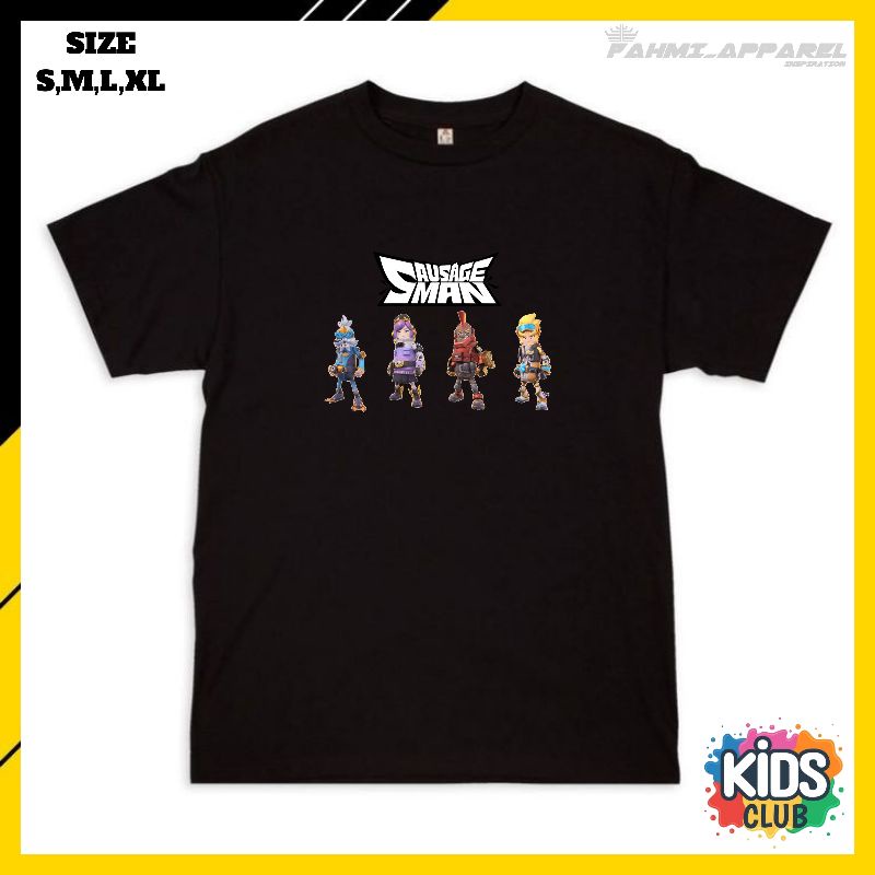Kaos Game Sosis Men Anak Pria Wanita/Baju Tshirt Game Sausage Man Terbaru -s,m,l,xl