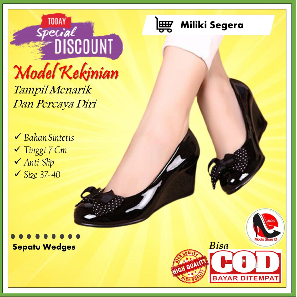 wedges Polkadot |Sepatu wedges | Haihil Haihils Wanita HT 01