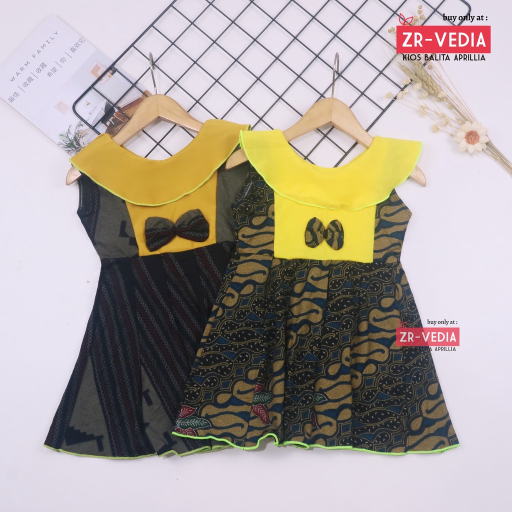 (Batik) Dress Cantika uk 1-2 Tahun / Dres Model Baju Anak Perempuan Pesta Cewek Motif Bunga Murah