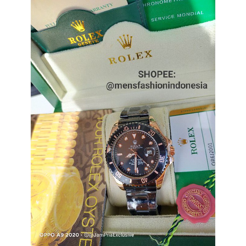 JAM TANGAN PRIA BATERAI QUARTZ FULL BLACK SUBMARINER ROLEX COD/ BAYAR DITEMPAT