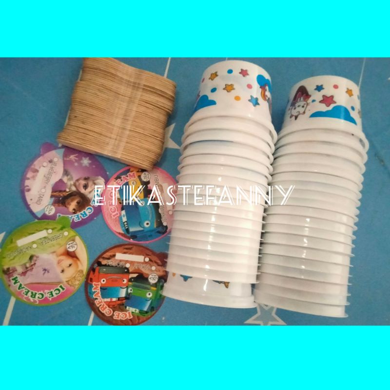 CUP 100 ML PRINTING / CUP + SENDOK + CUP