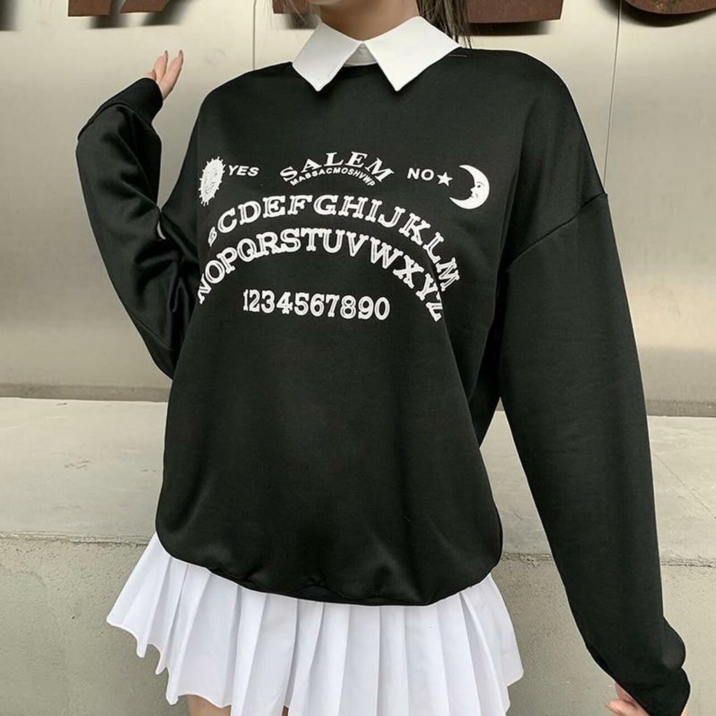 SALEM SWEATER OBLONG ABJAD ALPHABET NUMBER SWEATSHIRT Kekinian Viral