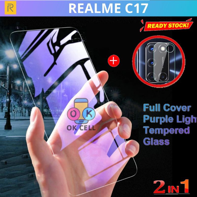 2in1-TG Anti Gores Kaca Blue Light Realme C17 - Tempered Glass Bluelight Realmi C17 Full Layar