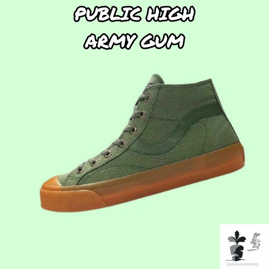 SEPATU SNEAKERS VENTELA SHOES PUBLIC HIGH ARMY GUM GUM | SEPATU PRIA WANITA SEKOLAH | ORIGINAL