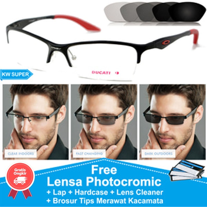 Kacamata Minus Pria - Kacamata Half Frame Pria Sport Titanium Photocromic Minus Anti Radiasi