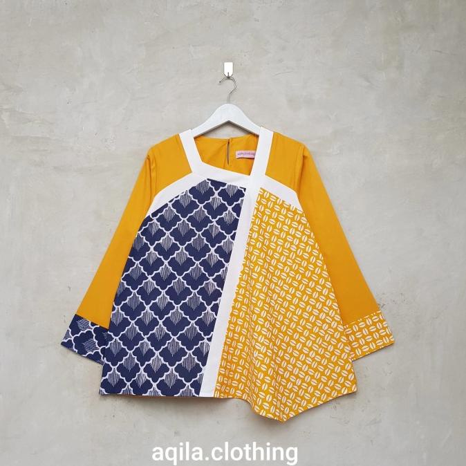 Batik atasan A0382 Kuning Kunyit Termurah