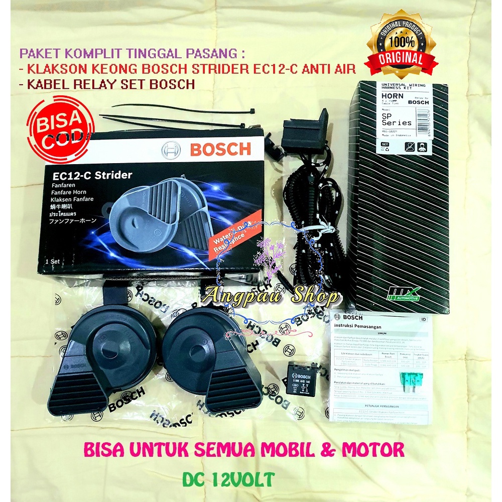 PAKET KOMPLIT BOSCH STRIDER EC12 ORIGINAL KLAKSON KEONG WATERPROOF 12V LENGKAP + KABEL RELAY SET MX RELAY BOSCH Termurah