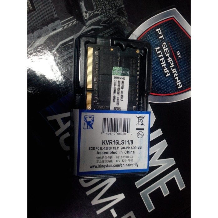 Ram Laptop kingston 8GB DDR3L PC3L 12800 CL11 SODIMM KVR16LS11/8
