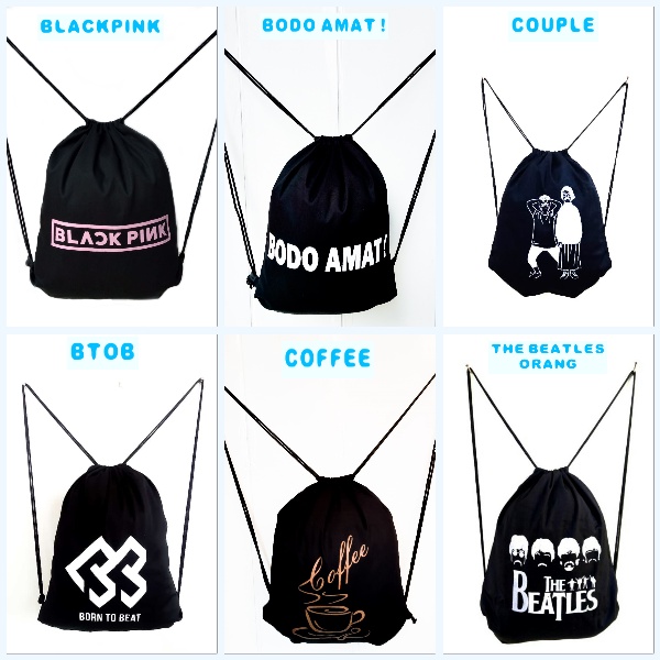 (PART 5 STRINGBAG TASLAN) tas Ransel string bag GENSHIN IMPACT KPOP drawstring multifungsi olahraga serut sablon bahan TASLAN premium new || Kiiyoomii ||