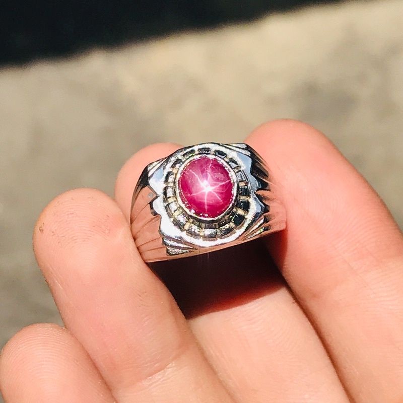 Cincin Permata Ruby Merah Birma Natural