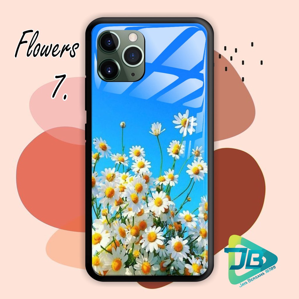 SOFTCASE BACK CASE GLASS KACA FLOWERS IPHONE 5 6 6S 6+ 6S+ 7 7S 7+ 8 8+ X XS XR 11 12MINI PRO JB3744