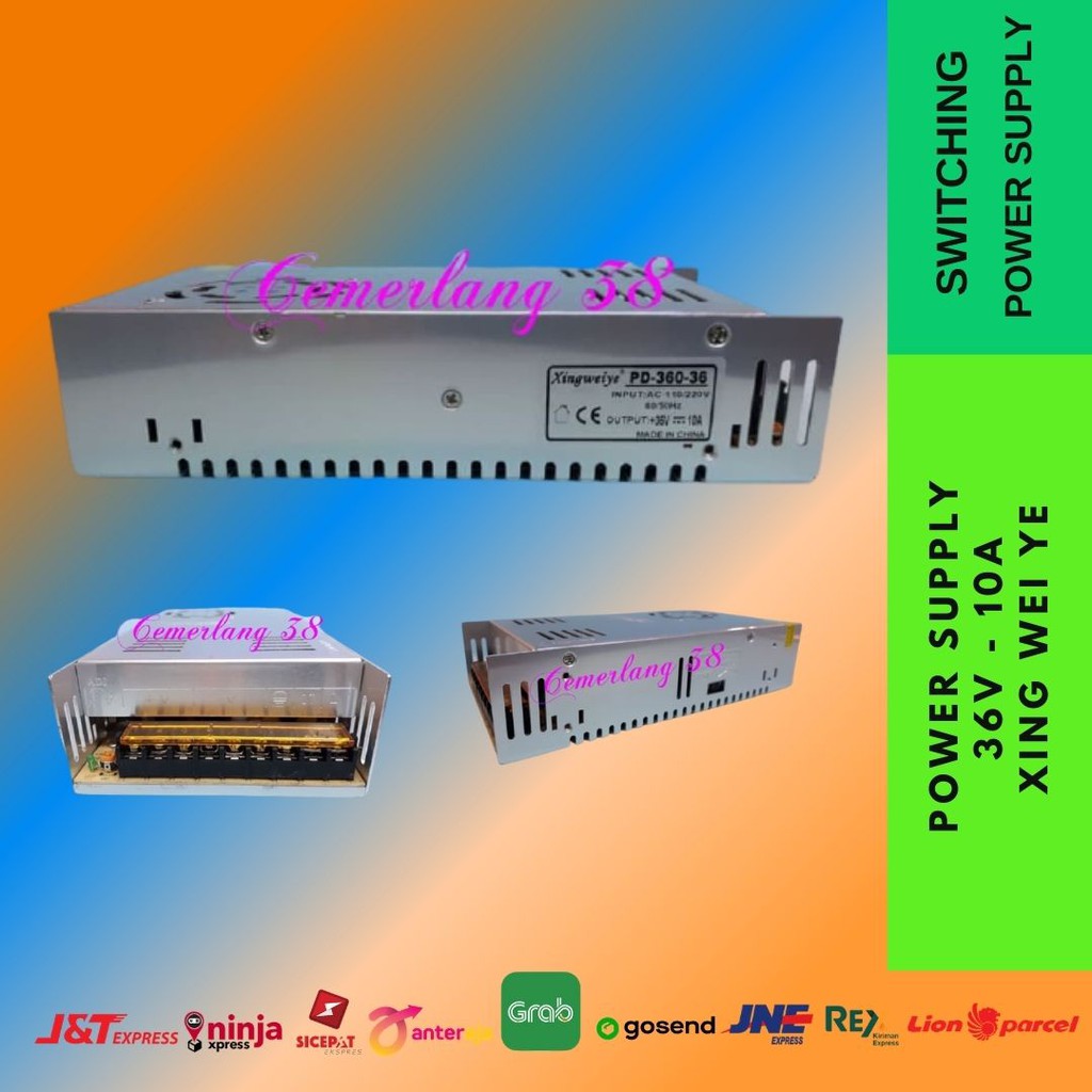 Switching Power Supply AC - DC 36V 10A / Adaptor Jaring 36 V 10 A