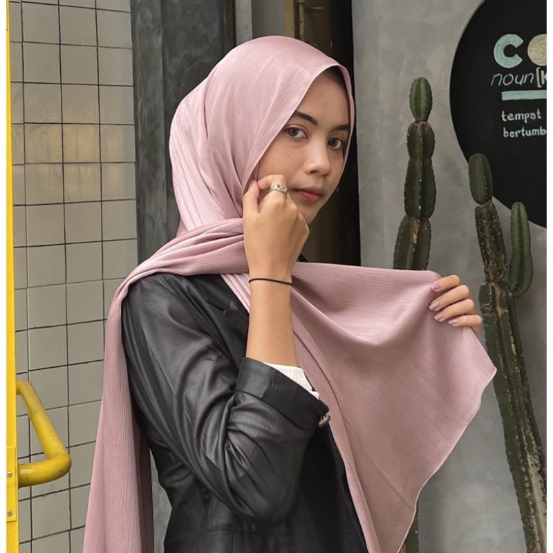 Pashmina crincle malay malaysia silk pleated shawl hijab viral kekinian mewah premium
