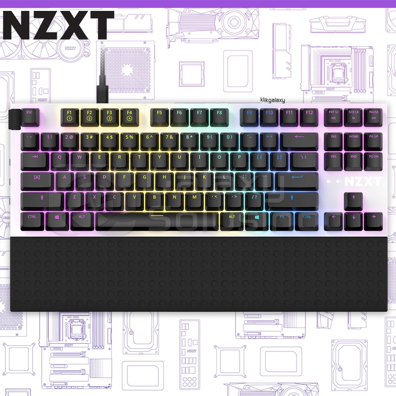 NZXT Function White TKL Mechanical Gaming Keyboard - Gateron Red Switch