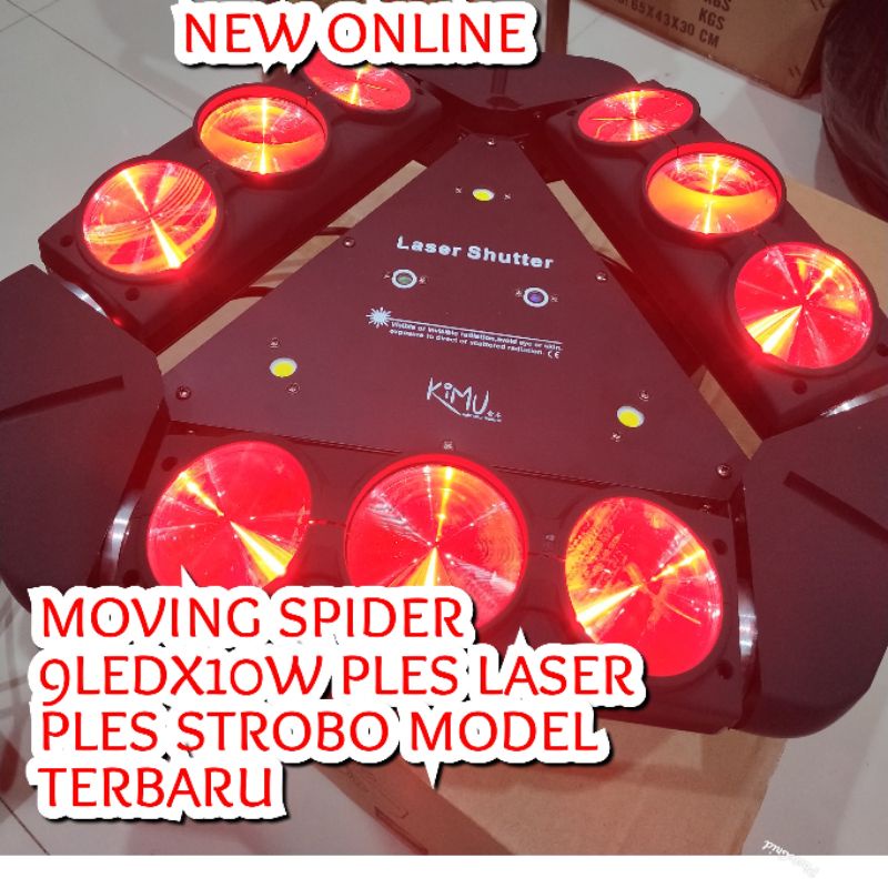 MOVING SPIDER 9X10WATT PLES LASER PLES STROBO MODEL TERBARU