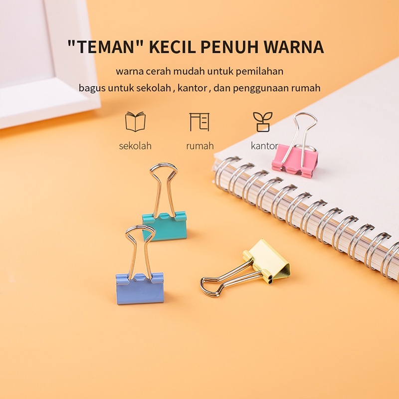 Deli Binder Clip 40 Pcs Klip Kertas Binder Klip 19mm 4 Warna Kebutuhan Kantor Binder Clips