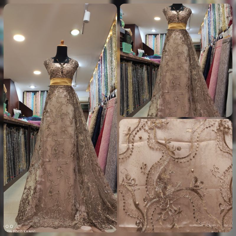 Kain Tile Brokat Mutiara Akar Dress Kebaya