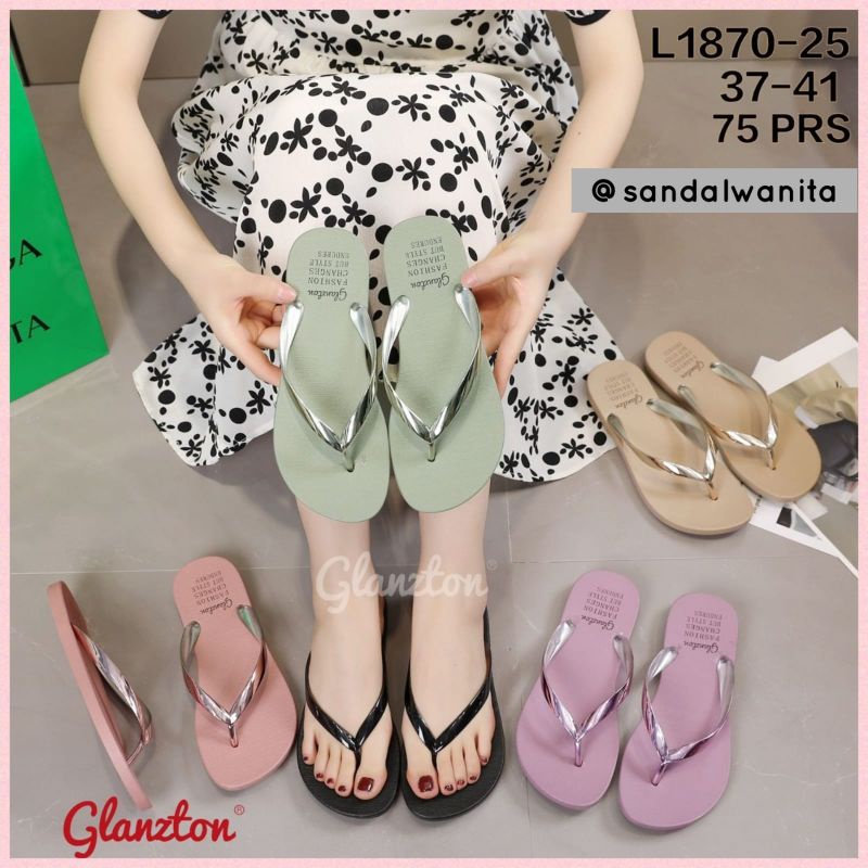 Sandal Jepit Jelly Wanita Glanzton Import Karet 1870