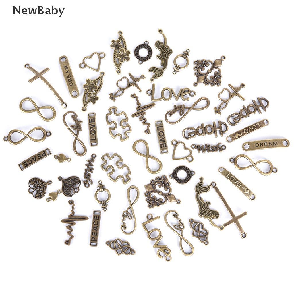 Newbaby 50 Pcs Liontin Kalung Model Salibtulisan Infinity Antik Untuk Perhiasan DIY