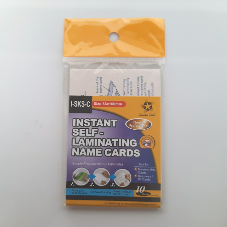 

Mika Instant Self Laminating Name Cards Sanko Star 66x100mm - 1 Pack Isi 10 Lembar