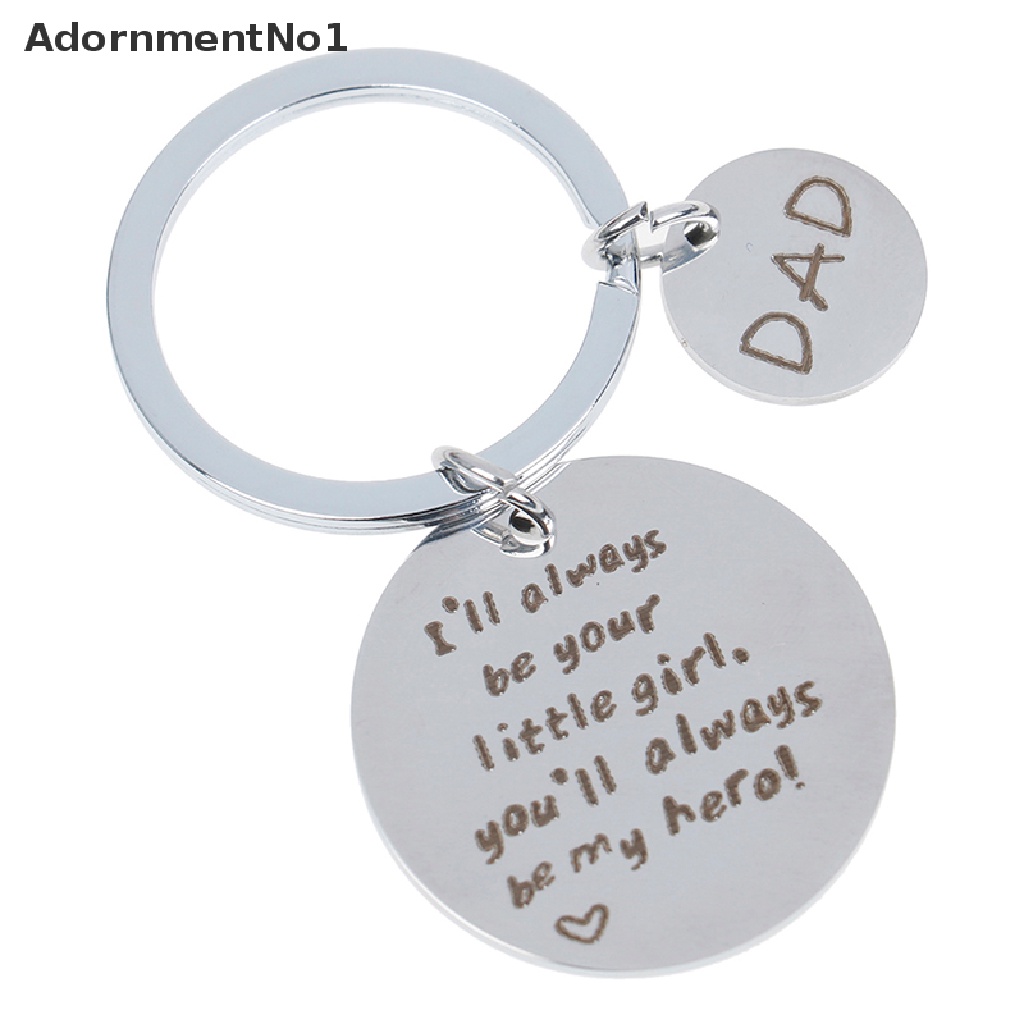 (AdornmentNo1) Gantungan Kunci Stainless Steel Motif Tulisan You Will Always Be My Hero Untuk Hadiah Hari Ayah