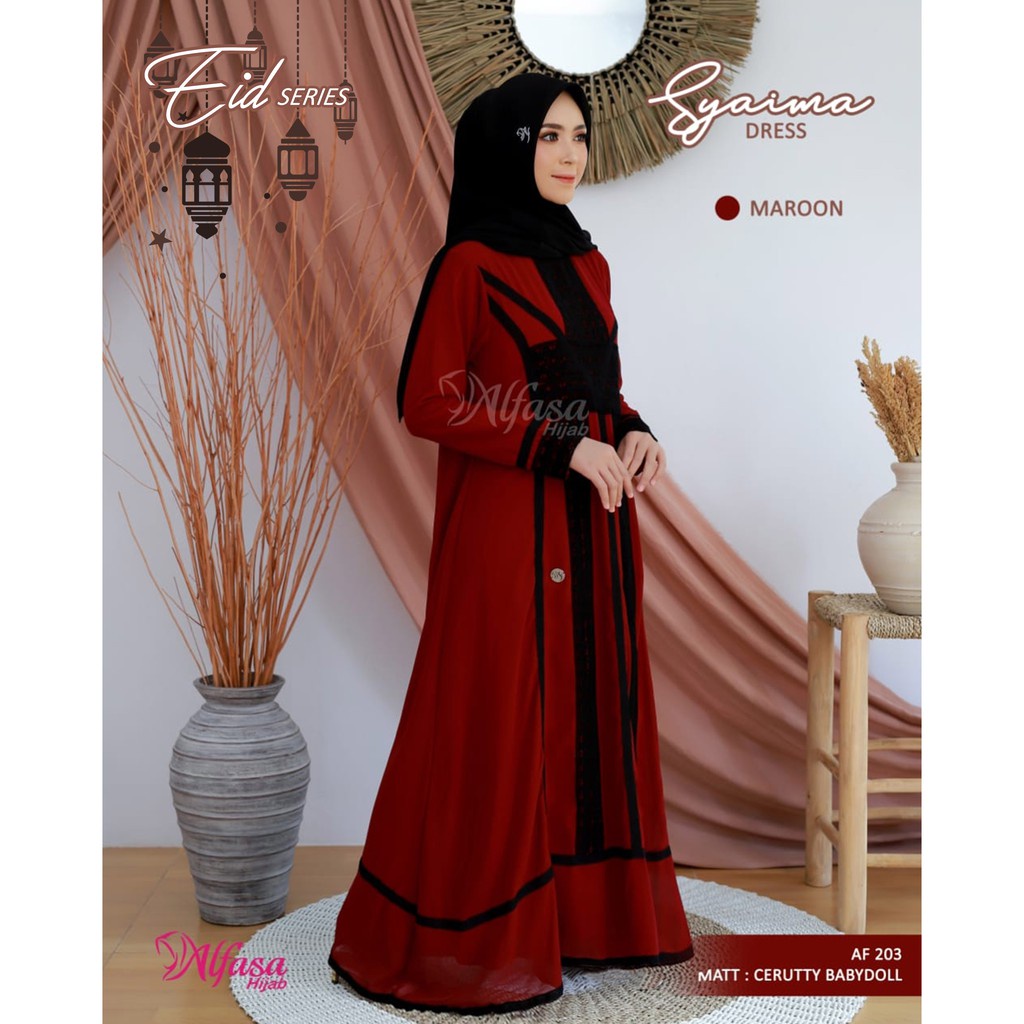 Syaima Dress AF 203 by Alfasa Hijab | Gamis Lebaran | Premium | Daily | Original