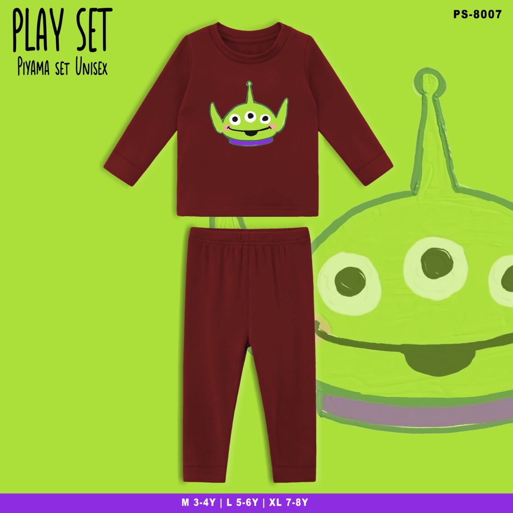 PLAYSET PAJAMAS ANAK BERGAMBAR ALLIEN / BAJU TIDUR ANAK SET / TERMURAH