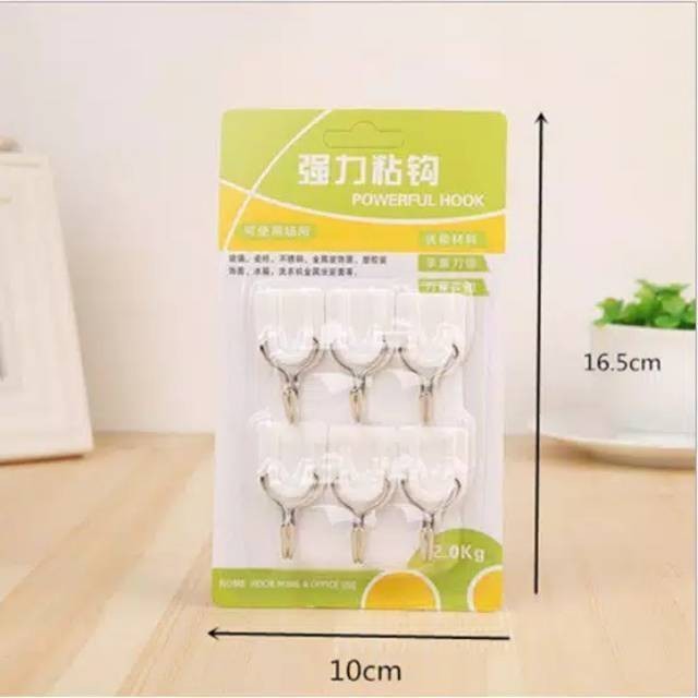 Gantungan Hook Baju Tempel Dinding Pintu 1 Set Isi 6 Pcs Sticky Hanger