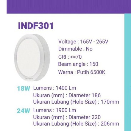 Lampu plafon downlight panel outbow LED 18W - 24W Round OB - INDF301