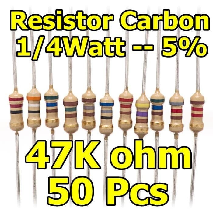 Resistor 50 Pcs 47K ohm 5% 1/4W Resistor Carbon Film
