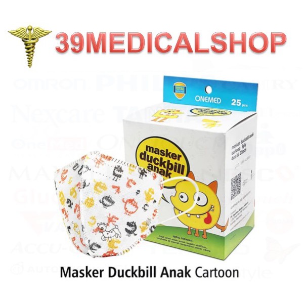 MASKER DUCKBILL ANAK ONEMED KARET 3PLY - MASKER ANAK ONEMED - MASKER KARET ANAK