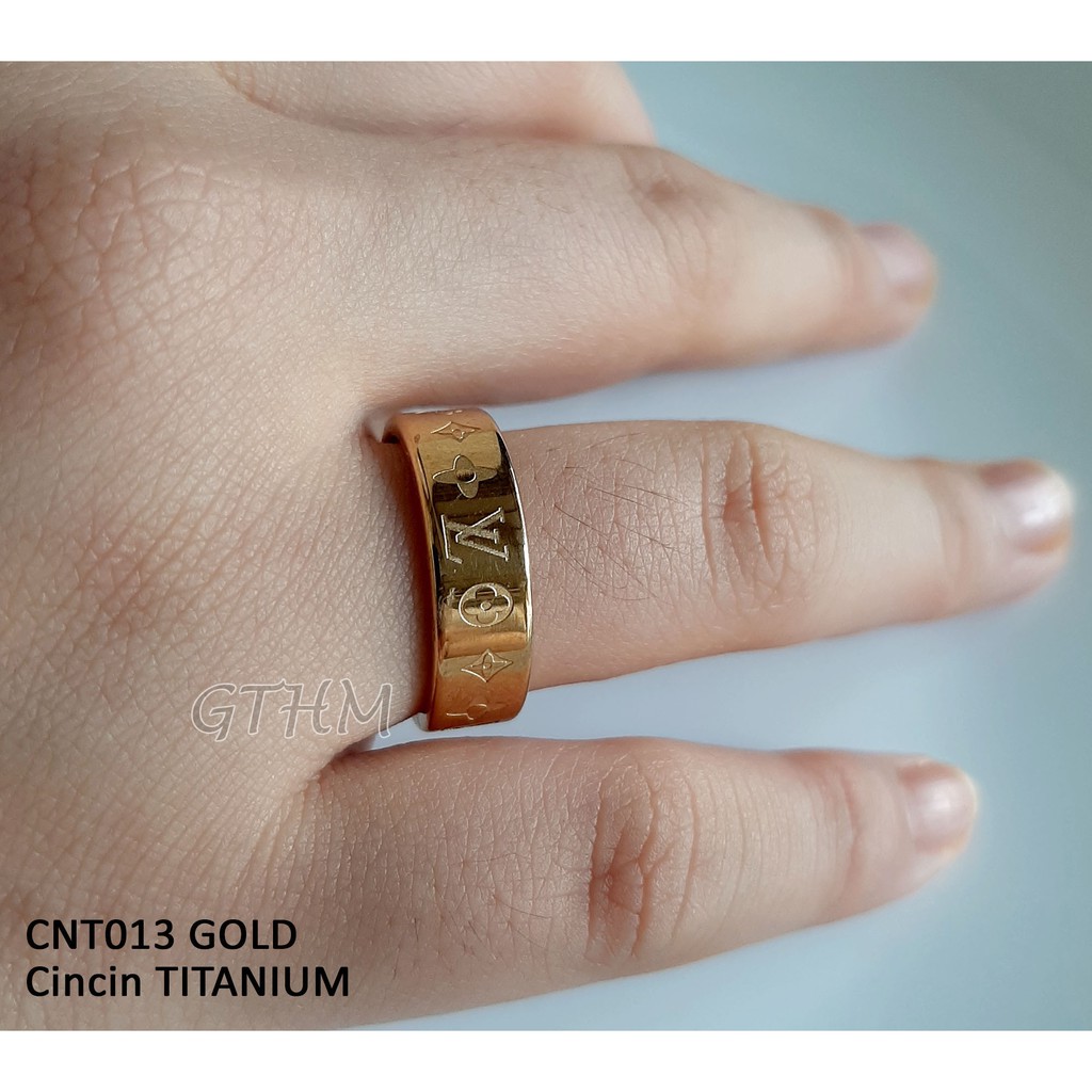 cincin titanium branded LV gold silver couple pasangan single awet anti alergi cnt013 pria wanita