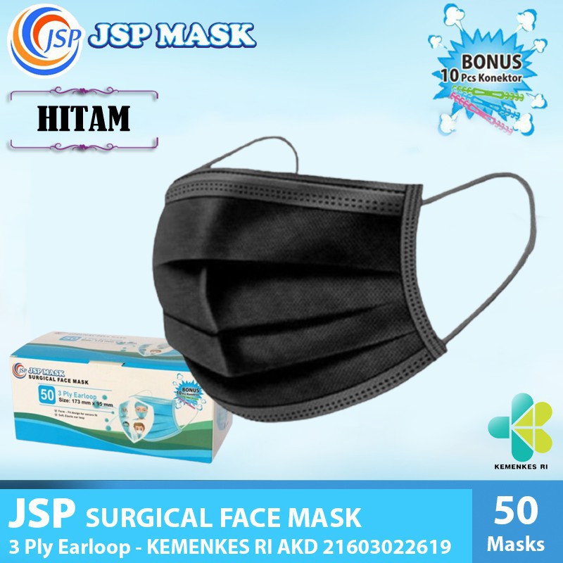 Masker 3 Ply Masker 3 Lapis JSP MASK Masker Earloop FREE KONEKTOR 10PCS Masker Warna