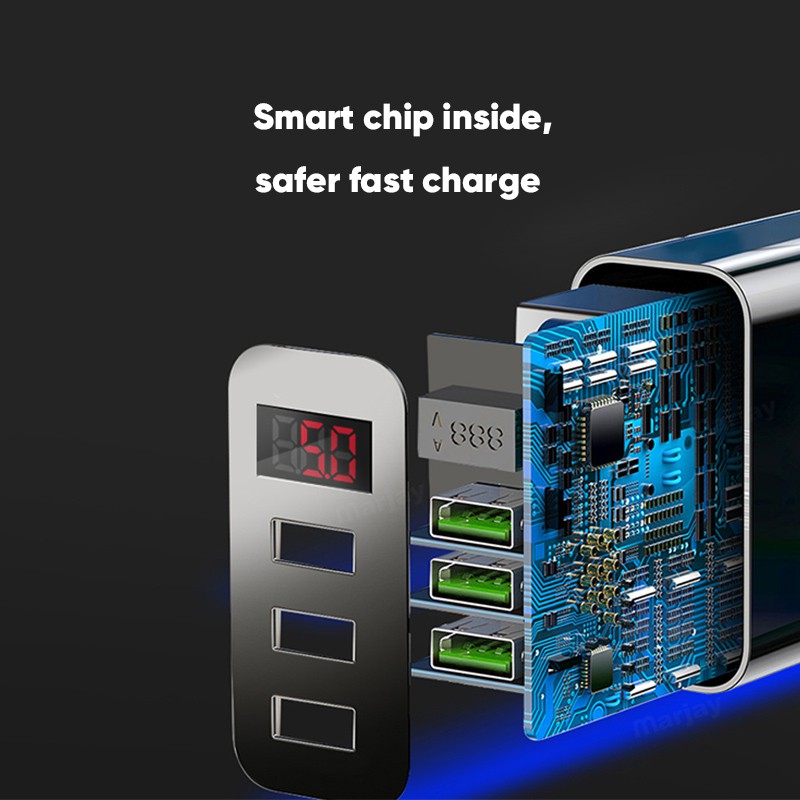 Smartfish Charger Fast Charging 3 Ports Digital Display