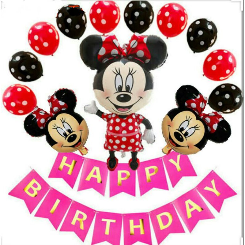Paket Dekorasi Set Minnie / Dekorasi Set  Happy Birthday