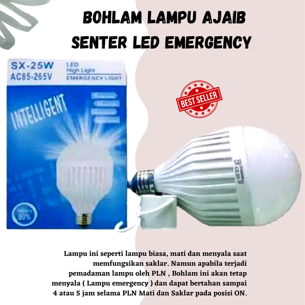 PROMO MURAH! BOHLAM LAMPU EMERGENCY MATI LAMPU 25 WATT TERANG 75WATT